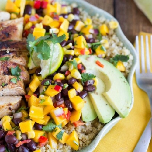 Quinoa Chicken Bowls with a Mango Salsa