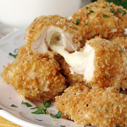 Baked Chicken Nuggets Stuffed With Mozzarella