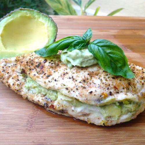 Avocado Artichoke Pesto Stuffed Chicken