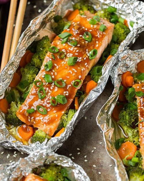 Honey Teriyaki Salmon and Veggies in Foil