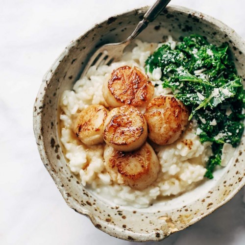 Brown Butter Scallops with Parmesan Risotto