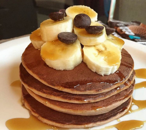 Chocolate & Banana protein pancakes