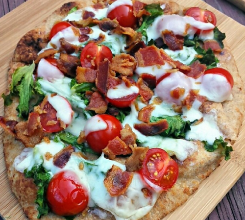 Baked BLT Naan with Smokey Provolone