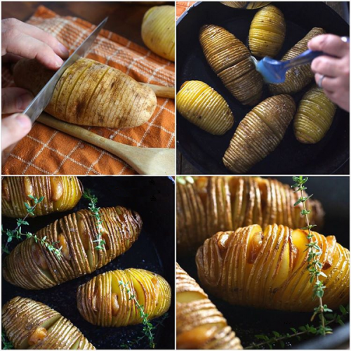 HASSELBACK POTATOES WITH EASY GARLIC CONFIT