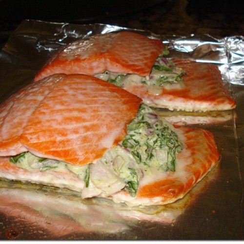 Spinach and Feta Stuffed Salmon