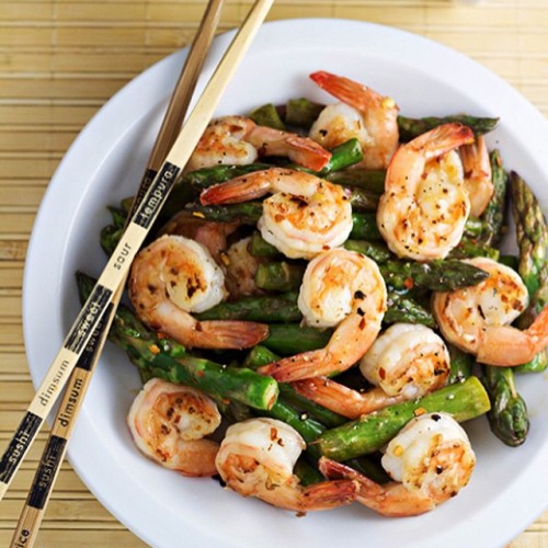 Shrimp and Asparagus Stir Fry with Lemon Sauce