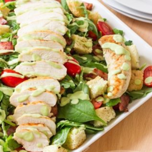 Chargrilled Chicken and Bacon Salad with Avocado Dressing