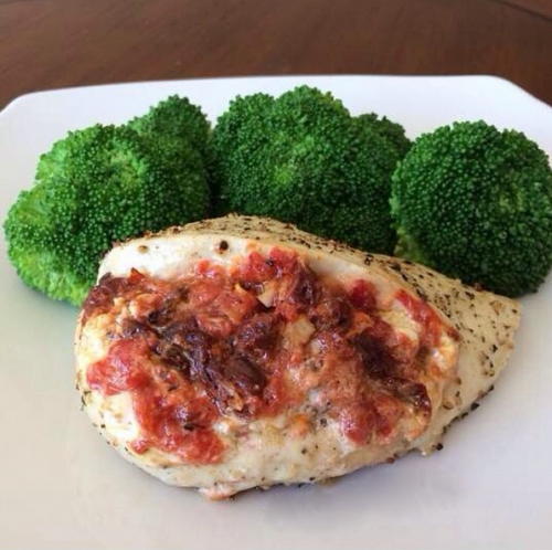 Feta, sun dried tomato & roasted red pepper stuffed chicken