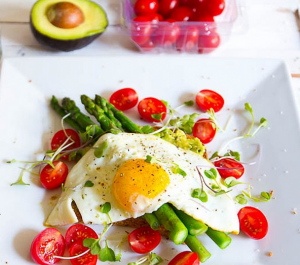 Healthy Egg & Avocado Sandwich with Asparagus