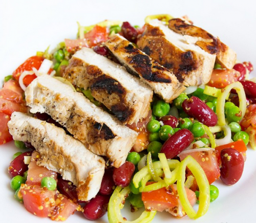 GRILLED CHICKEN BREAST WITH RED BEANS SALAD