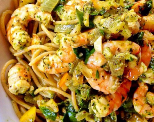 Coconut-Pesto Shrimp Pasta