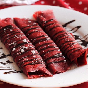 RED VELVET Crepes with Sweet Cream Cheese Filling