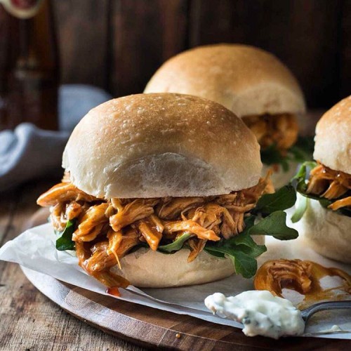 Slow Cooker Honey Buffalo Chicken Sliders