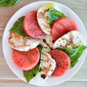 Watermelon Caprese with balsamic