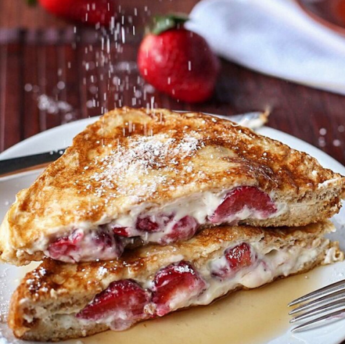 Strawberries & Cream Stuffed French Toast