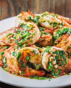 Grilled Shrimp with Roasted Garlic-Cilantro Sauce