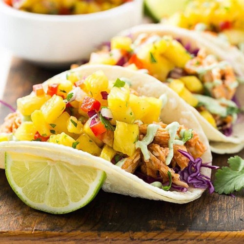 Pulled Chicken Tacos with Pineapple Salsa